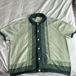 Madewell button up stripe sweater polo shirt